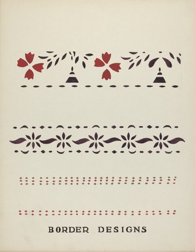 Dessins de Bordures du Portefeuille Proposé "Pochoirs Muraux du Maine" - Mildred E. Bent