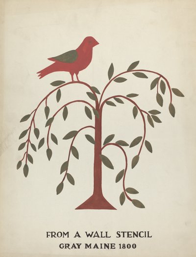 Design de Gray, Maine 1800 (n° 1) : Du portfolio proposé "Maine Wall Stencils" - Mildred E. Bent