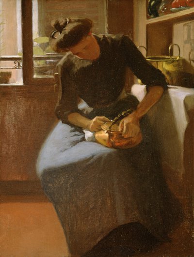 Femme polissant une bouilloire, c.1912 - Minerva Josephine Chapman