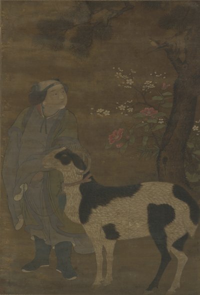 Un noble garçon et sa chèvre - Ming Dynasty Chinese School