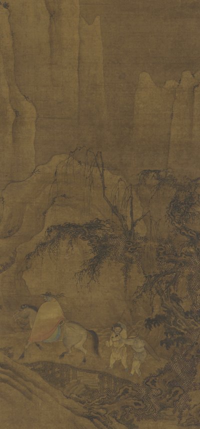 Un voyageur à cheval avec des accompagnateurs - Ming Dynasty Chinese School