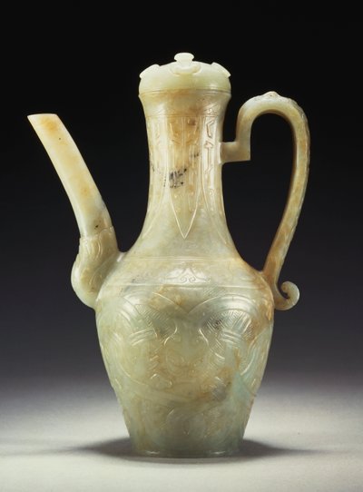 Aiguière et couvercle en jade céladon de la fin de la dynastie Ming - Ming Dynasty Chinese School