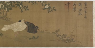 Camelias, pigeons et oiseaux chanteurs - Ming Dynasty Chinese School