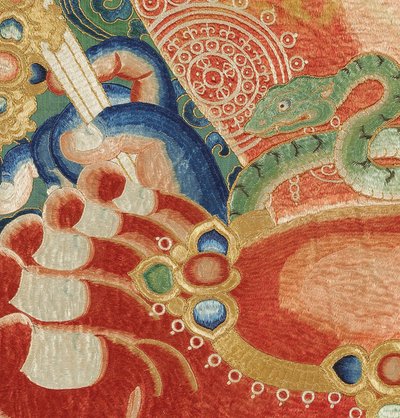 Détail de Thangka impérial brodé en soie - Ming Dynasty Chinese School