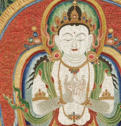 Détail de Thangka Impérial Brodé en Soie - Ming Dynasty Chinese School