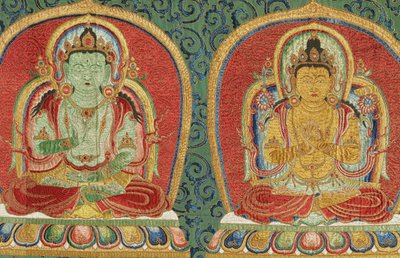 Détail de la Thangka impériale brodée en soie - Ming Dynasty Chinese School