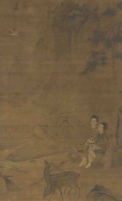 Immortelles féminines cueillant des herbes - Ming Dynasty Chinese School