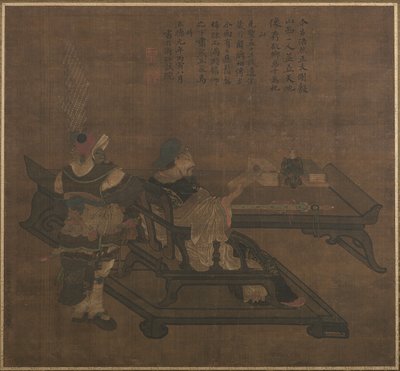Guan Yu et Zhou Cang - Ming Dynasty Chinese School
