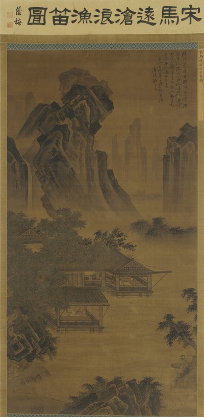 Écouter une flûte dans un pavillon au bord du lac - Ming Dynasty Chinese School
