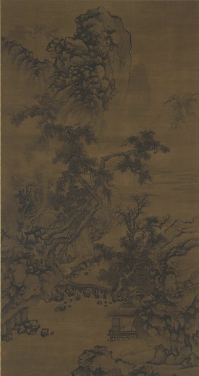 Écouter les pins dans un pavillon au bord de la rivière - Ming Dynasty Chinese School