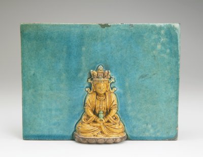 Carreau avec figure du Bouddha Amitabha - Ming Dynasty Chinese School