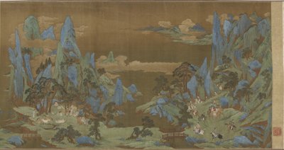 Voyageurs dans les montagnes printanières, 16ème-17ème siècle - Ming Dynasty Chinese School