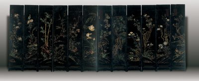 Écran coromandel à douze panneaux, Weiping - Ming Dynasty Chinese School