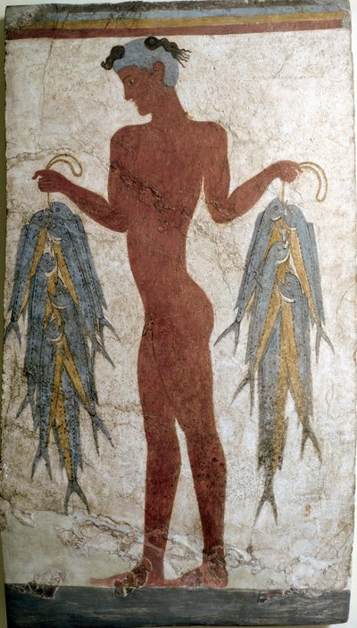 Art minoen : Pêcheur. Fresque d
