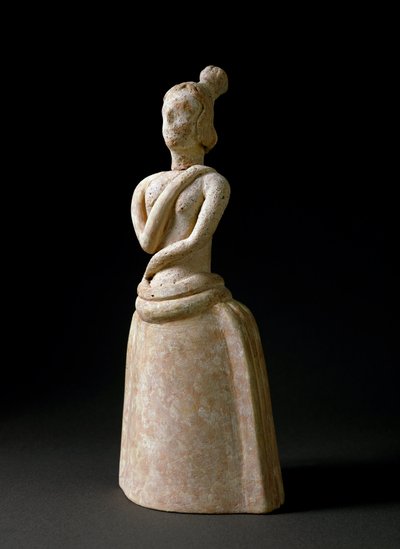 Art minoen : figurine en terre cuite de femme en attitude de prière. Du sanctuaire de Piskokephalo en Crète. 1700-1450 av. J.-C. - Minoan