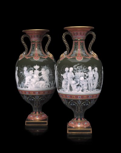 Paire de vases, "Les altérés et les frileux", 1879 - Mintons Ltd