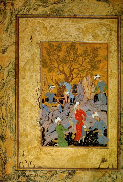 Une partie de chasse princière dans les montagnes, vers 1575 - Mirza 