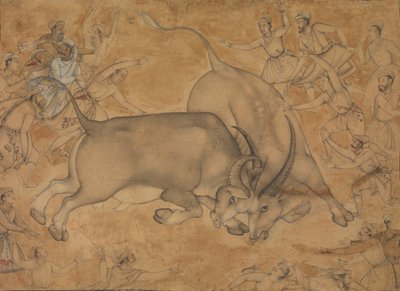 Buffles en combat, fin du XVIe siècle - Miskin.