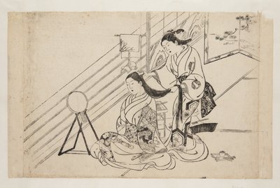 Femme se peignant les cheveux - Mitsunobu Hasegawa