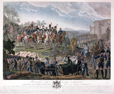 Napoléon rendant hommage au courage des vaincus, lors de la reddition d