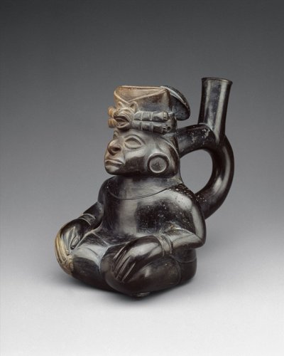 Bouteille en forme de figure assise, 2e-5e siècle - Moche Moche
