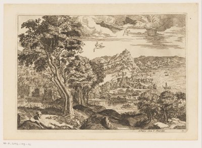 Paysage côtier avec oiseaux en vol - Moise Jean Baptiste Fouard