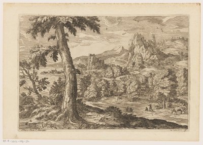 Paysage avec figures le long d