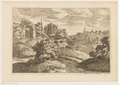 Paysage avec ruines et cerfs - Moise Jean Baptiste Fouard