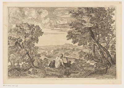 Paysage avec quatre hommes au repos - Moise Jean Baptiste Fouard