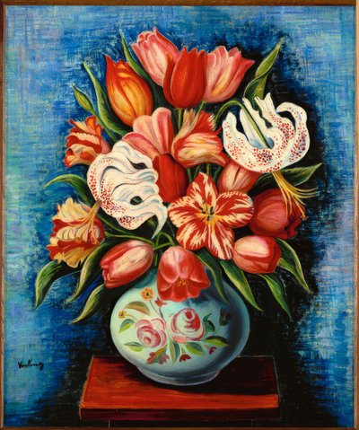 Bouquet de fleurs avec tulipes et lys - Moise Kisling