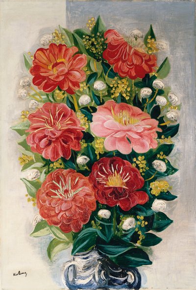 Fleurs dans un vase (huile sur toile) - Moise Kisling