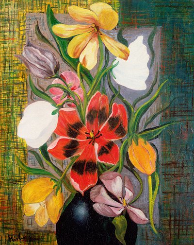 Vase de fleurs, vers 1916 (huile sur toile) - Moise Kisling