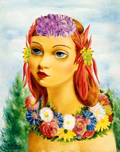 Femme avec des fleurs - Moise Kisling