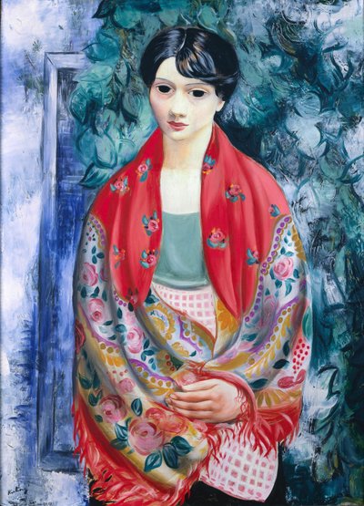 Femme au châle polonais (huile sur toile) - Moise Kisling