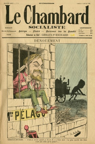Illustration de Moloch (1849-1909) pour la couverture de Le Chambard socialiste, no. 59 - Moloch