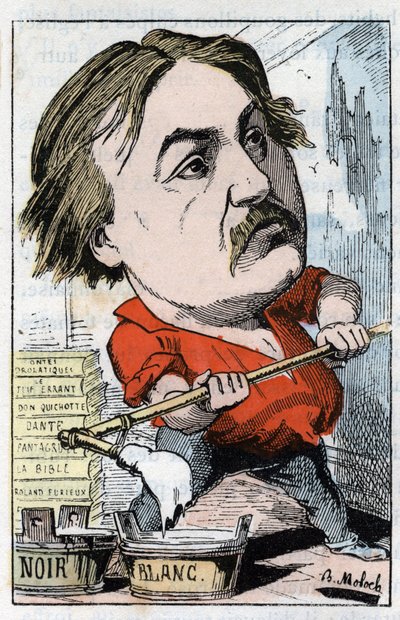 Portrait de Gustave Doré, dessinateur et graveur (1832-1883) dans « Le Trombinoscope » par Touchatout, caricature de B. Moloch de 1882 (1849-1909). Collection privée - Moloch
