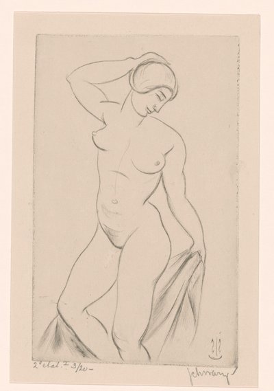 Femme nue avec main sur la tête - Mommie Schwarz (signed by artist)