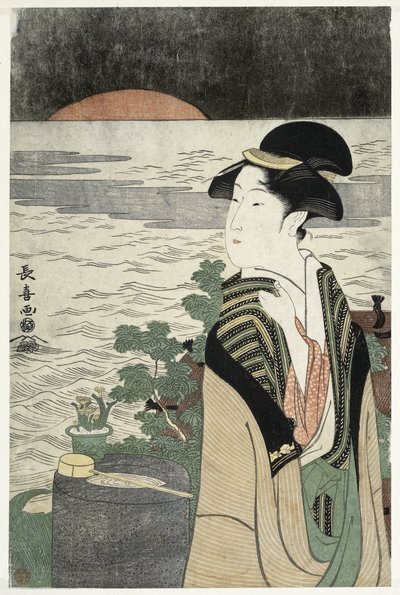 Jeune femme au lever du soleil - Momokawa Chôki