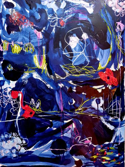 Abstrait bleu dynamique - Monika Riethmueller