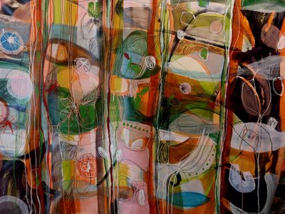 Jardin abstrait aux couleurs vives - Monika Riethmueller