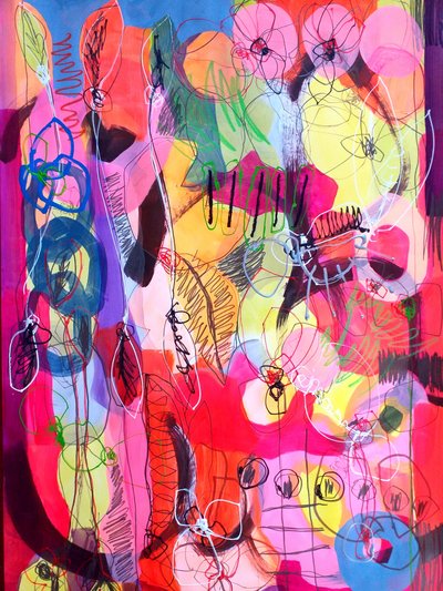 Jardin abstrait aux couleurs vives - Monika Riethmueller