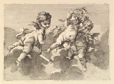 Trois enfants dans les nuages - Monogrammist DA