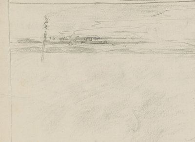 Vue de mer avec jetée et une figure sur la ligne de marée - Monogrammist DS (tekenaar)