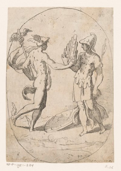 Mercure et Bellone - Monogrammist FP (Italië; 16e eeuw)