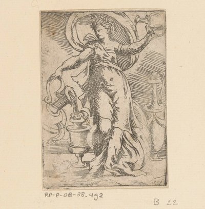 Femme avec des cruches - Monogrammist FP (Italië; 16e eeuw)