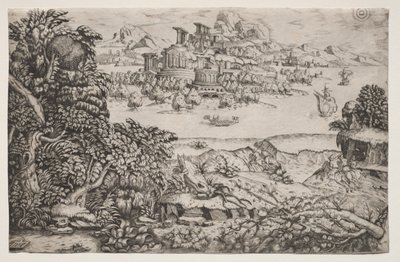 Paysage avec un temple au-dessus d