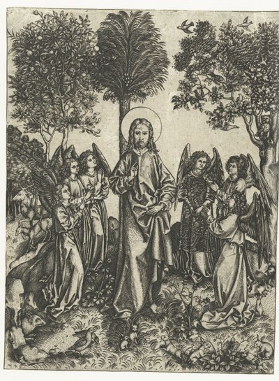 Christ dans le désert avec des anges - Monogrammist IE