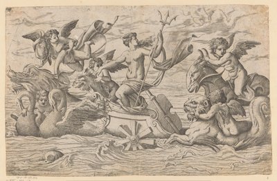 Vénus sur un char tiré par deux cygnes - Monogrammist IQV