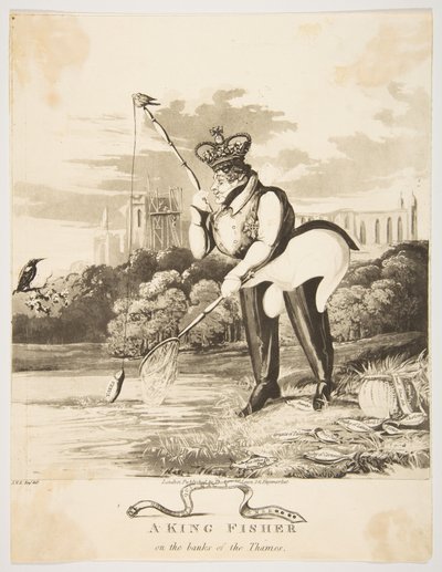 Un martin-pêcheur sur les rives de la Tamise - Monogrammist JVS