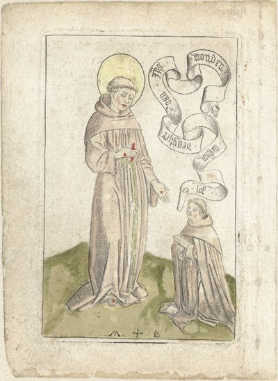 Saint François avec un franciscain agenouillé - Monogrammist MB (Nederlanden)